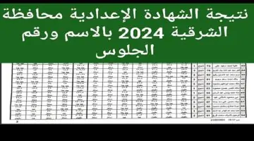 برابط مباشر.. نتيجة الشهادة الإعدادية محافظة الشرقية 2024 بالاسم ورقم الجلوس