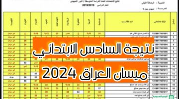 رابط نتيجة السادس الابتدائي ميسان العراق 2024.. الف مبروك لكل الطلاب