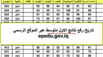 هام .. متي تُرفع نتائج الاول متوسط دور اول 2024 عبر الموقع الرسمي للوزارة التربية العراقية وموقع نتائجنا