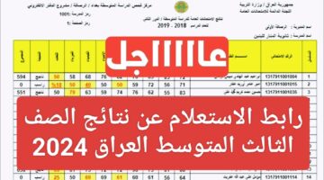 لينك شغال.. نتائج الصف الثالث المتوسط 2024 موقع نتائجنا ووزارة التربية العراقية