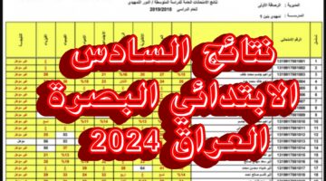 رابط نتائج السادس الابتدائي البصرة العراق 2024 https://epedu.gov.iq
