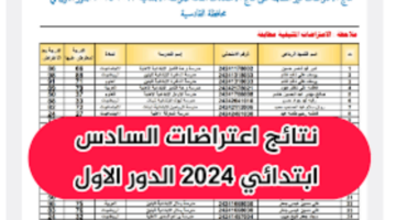 نتائج اعتراضات الصف السادس الابتدائي 2024 الدور الأول لتربية محافظة النجف