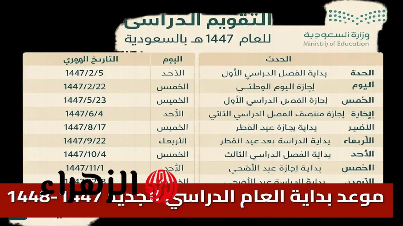 استعدوا للعام الدراسي الجديد: وزارة التعليم السعودية تكشف عن التقويم الدراسي 1447 وجدول الإجازات الرسمية بصيغة PDF!